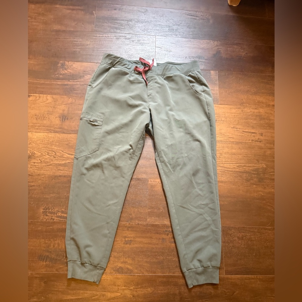 Figs Olive Jogger Sweatpants with Rust Drawcord